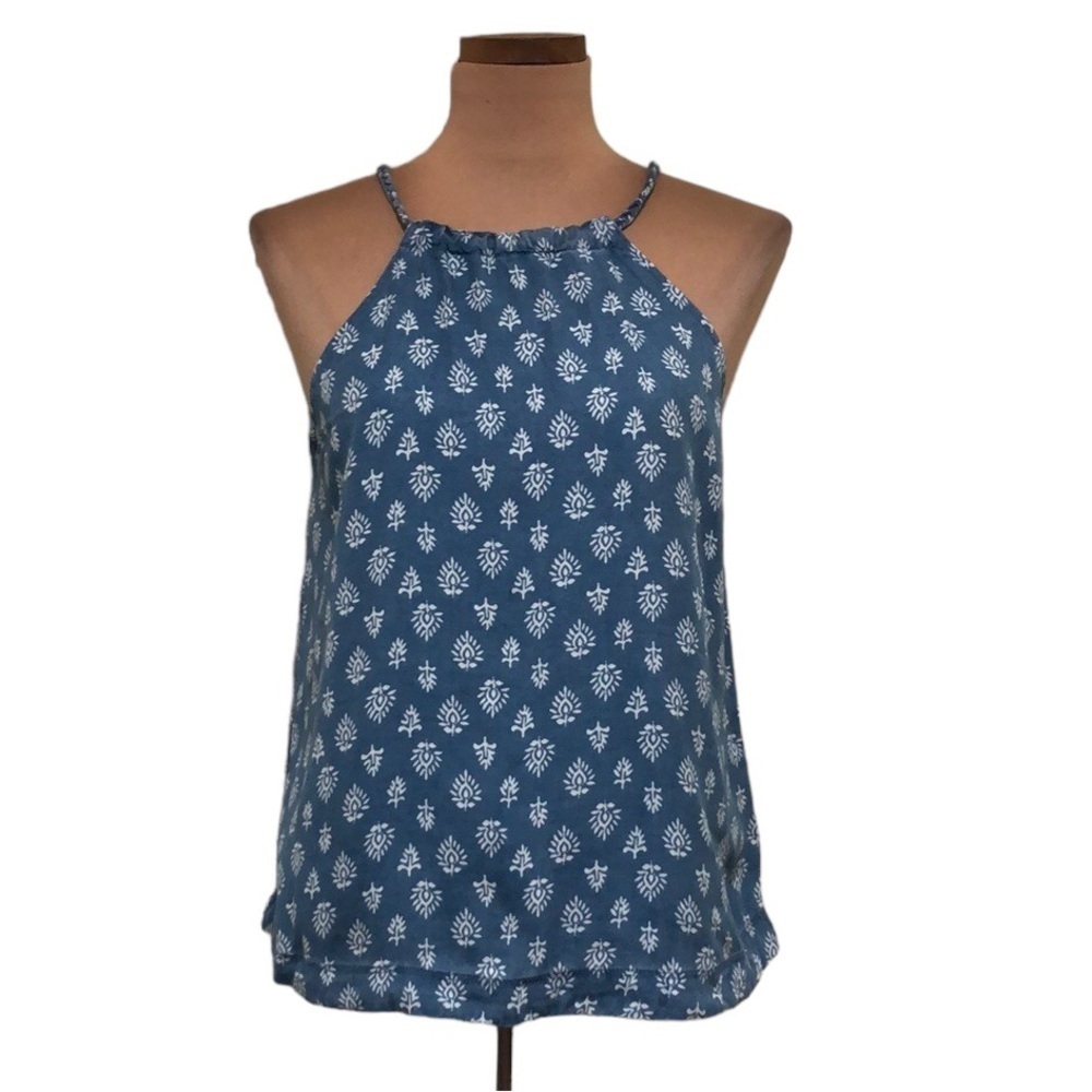 Joie Tank Top Size Small Blue Lyocell Print